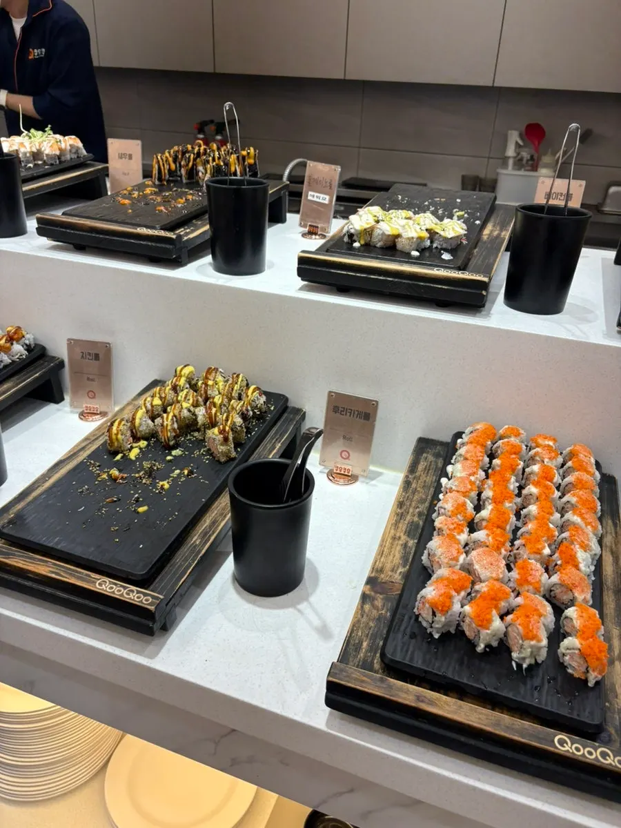 A plate with various kinds of sushi