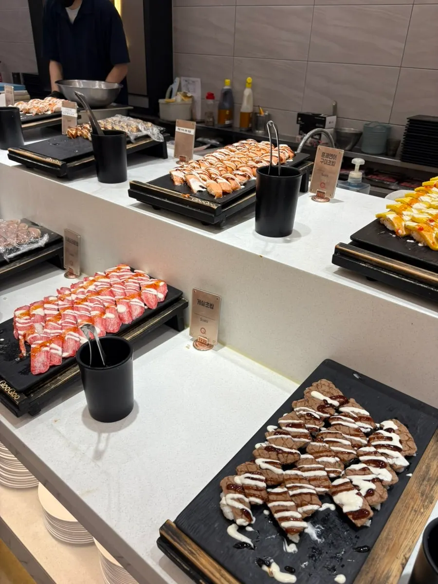 Sushi plates on the table