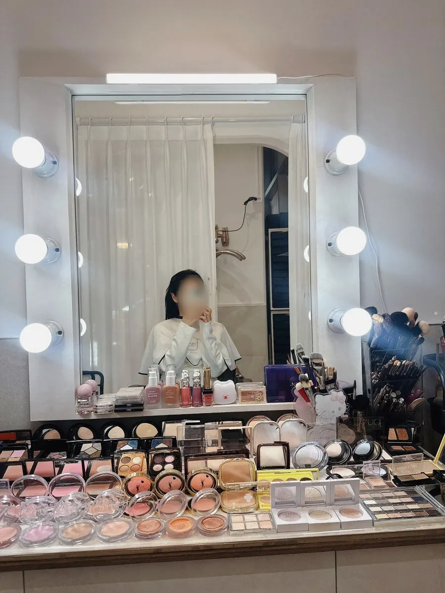 Display of skincare and base makeup products