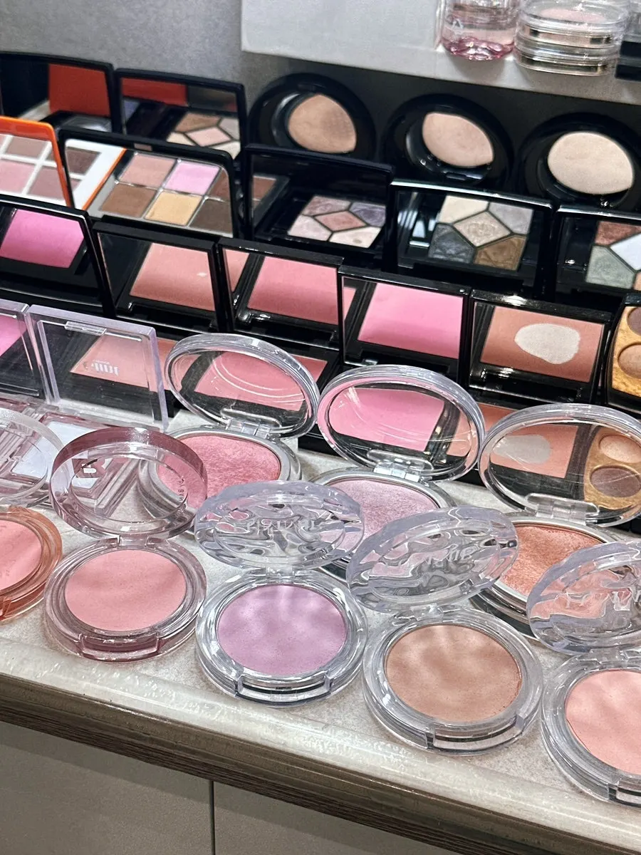 Pink and coral-toned color cosmetics palette