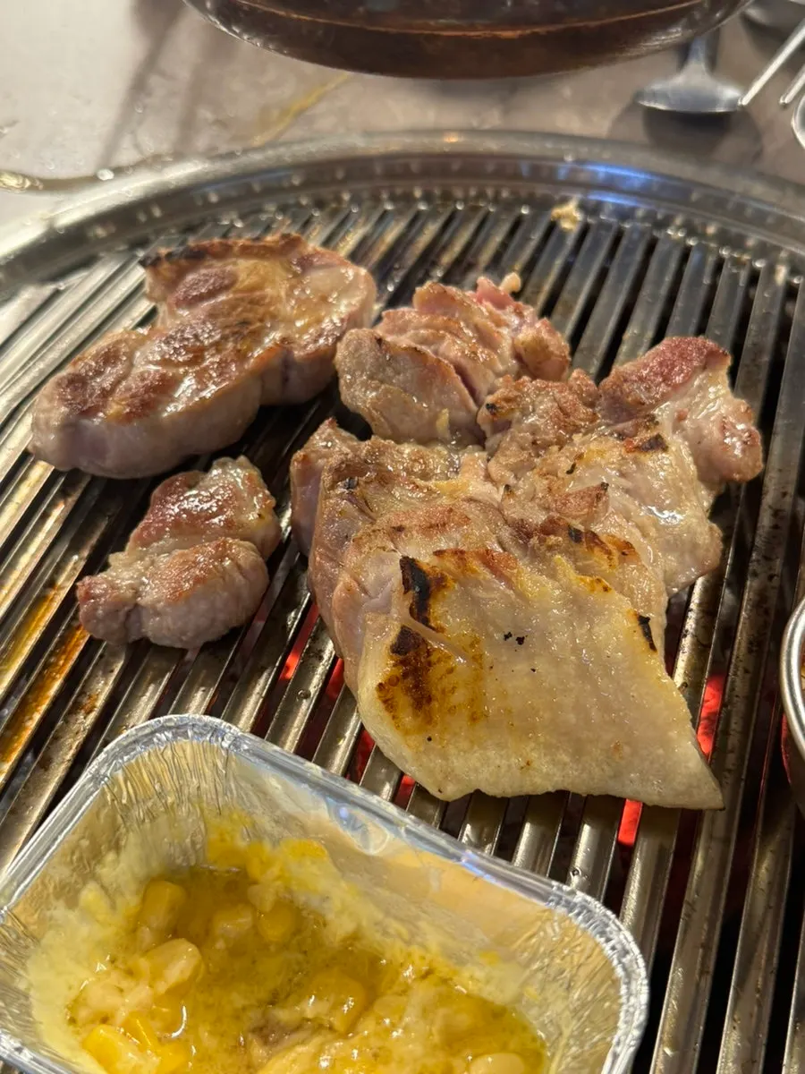 Pork neck on the grill