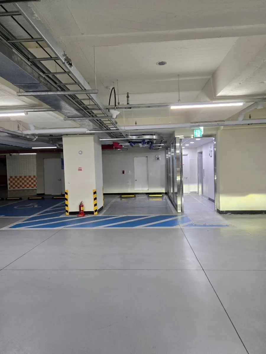 The building’s underground parking garage