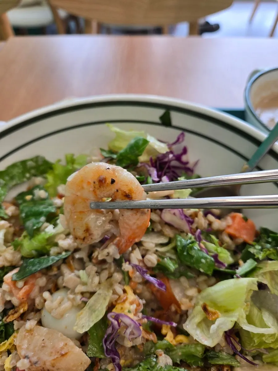 Seafood poke mixed before eating