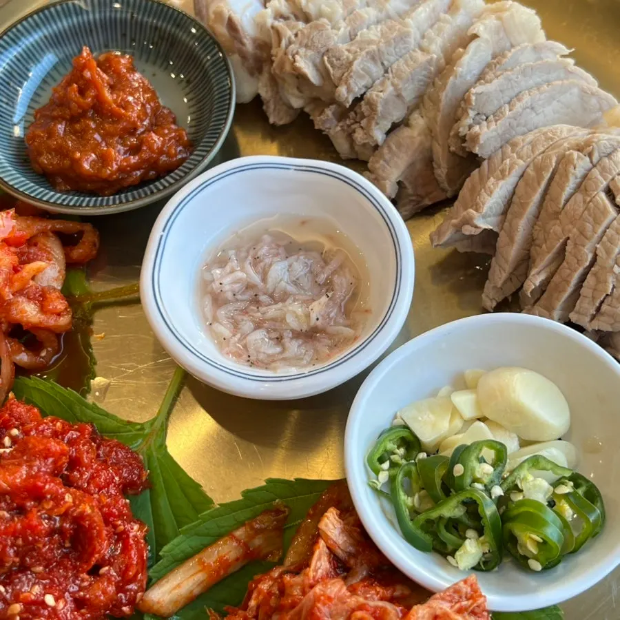 Bossam paired with salted seafood
