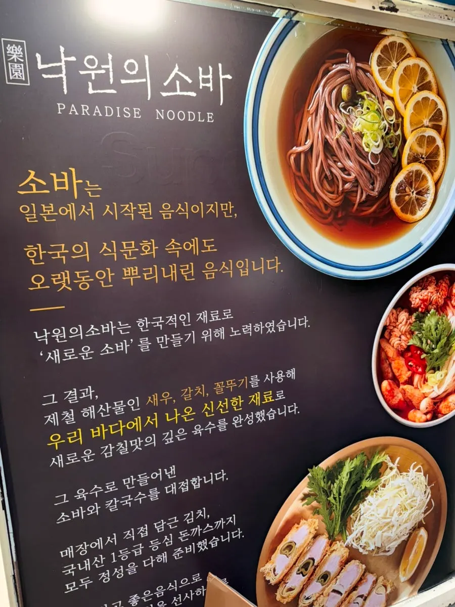Storefront entrance of Nagwon-ui Soba near Chungmuro Station
