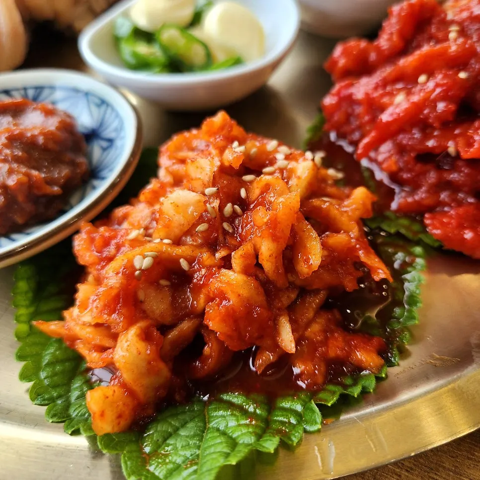 Close-up of bossam meat with just the right amount of fat