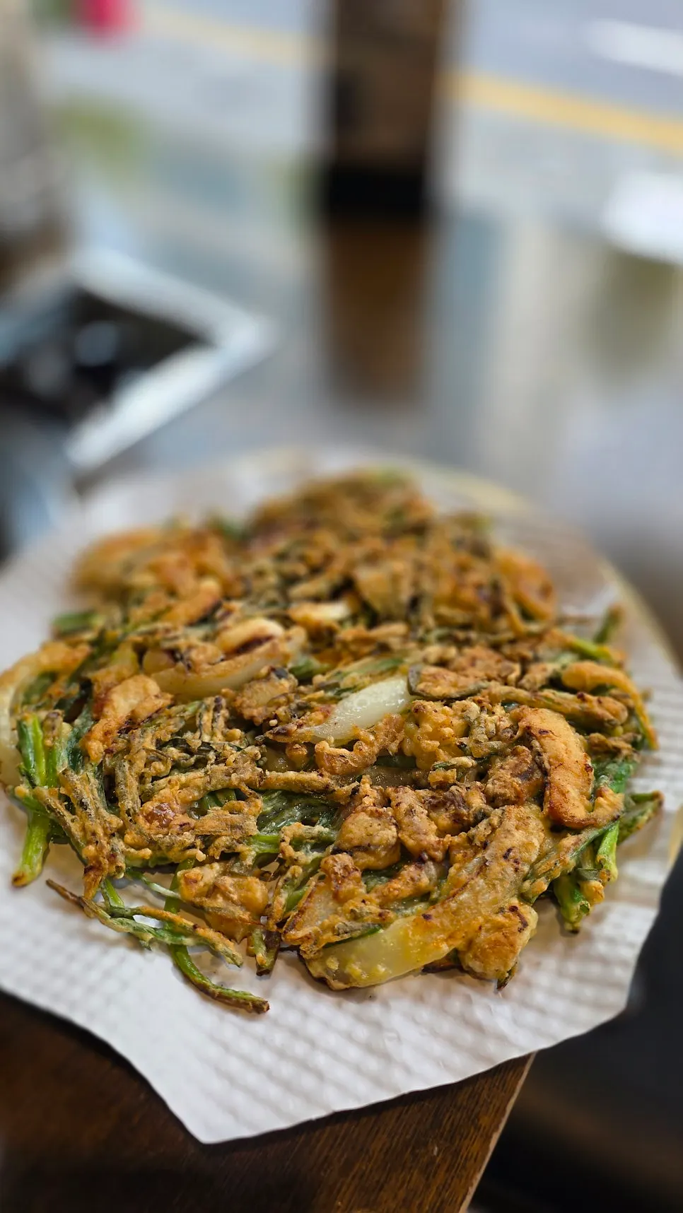 Table setting with kimchi, soy sauce and chojang