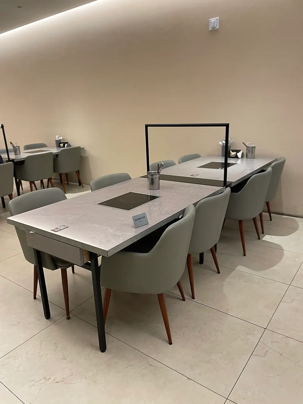 Restaurant interior with generous table spacing