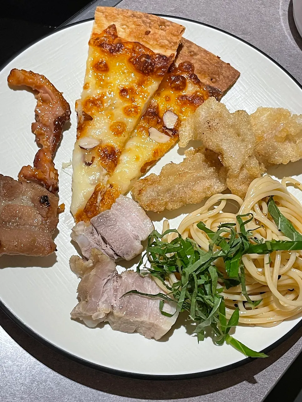 Plate of salad and fruit
