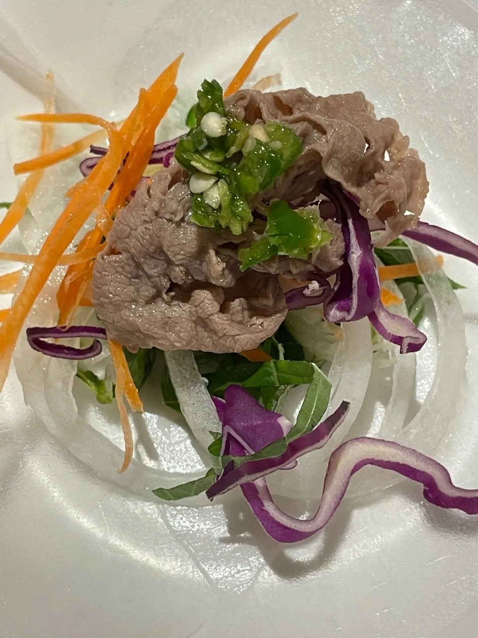 Shabu-shabu meat cooked just right for serving