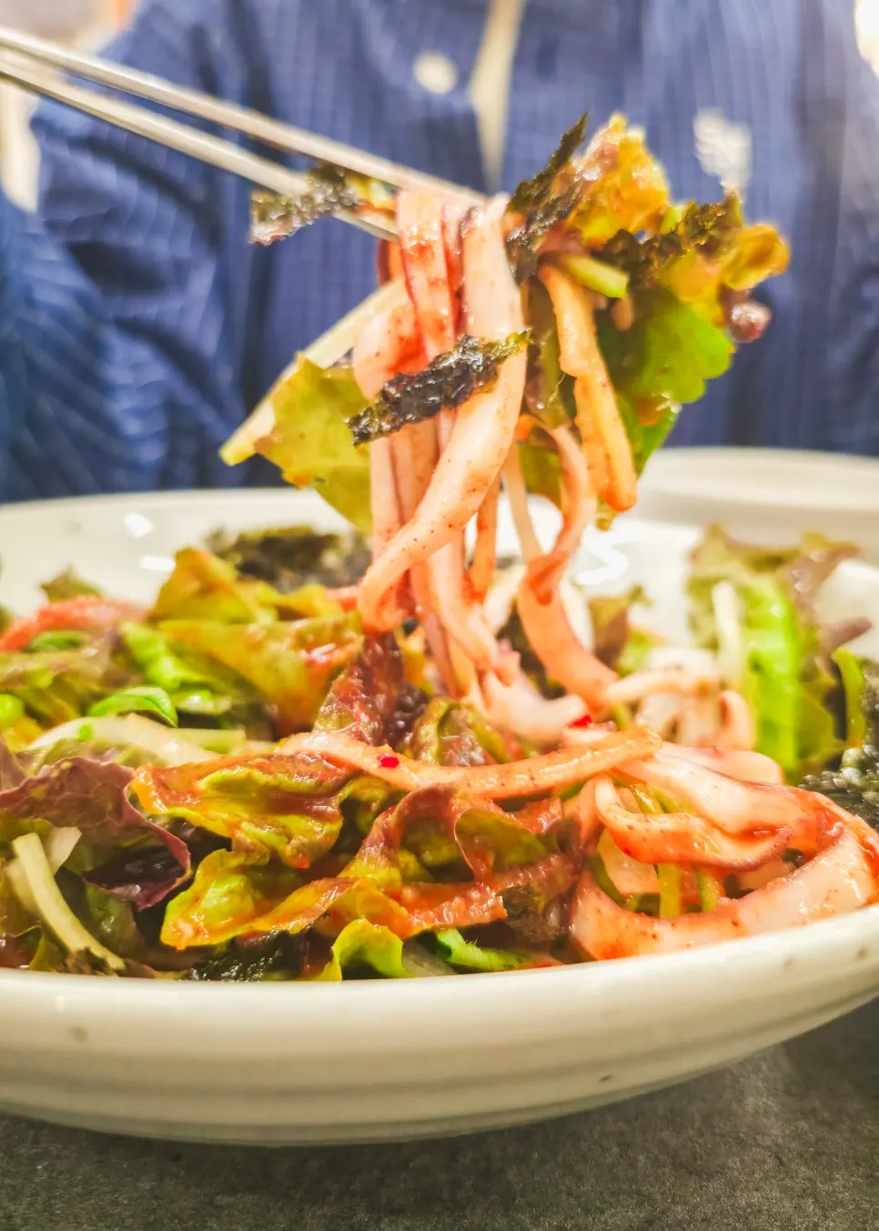 Seafood mulhoe served in icy broth
