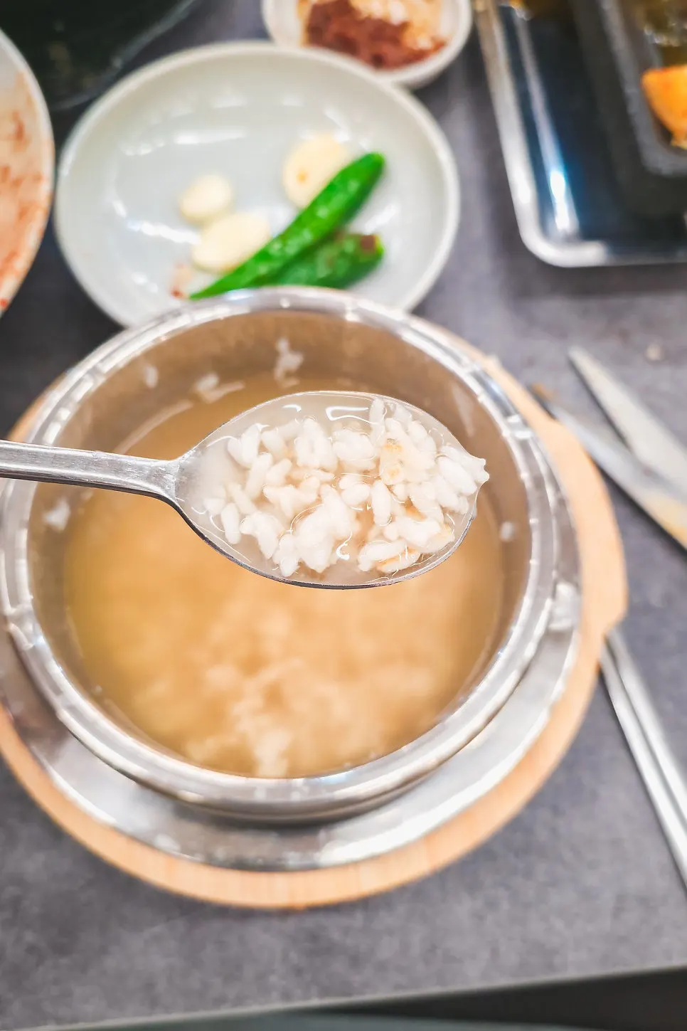 A bowl of milky nurungji sungnyung