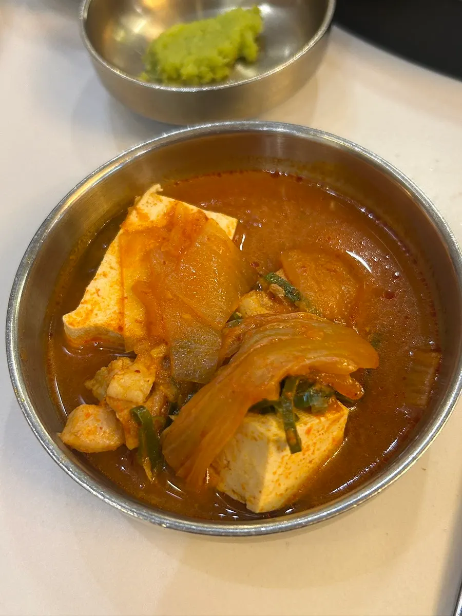 Kimchi jjigae with tofu and meat