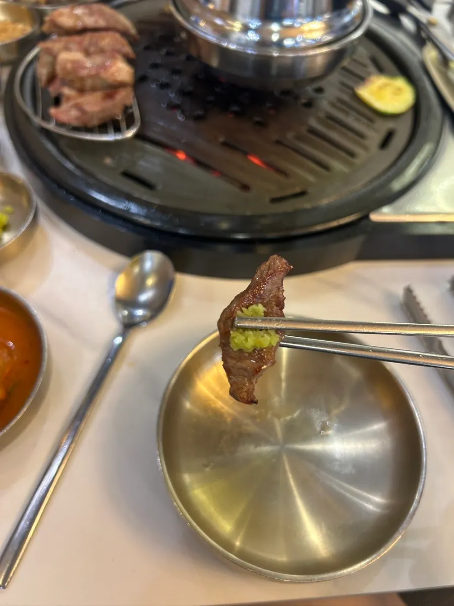 Galbi served with dipping sauces