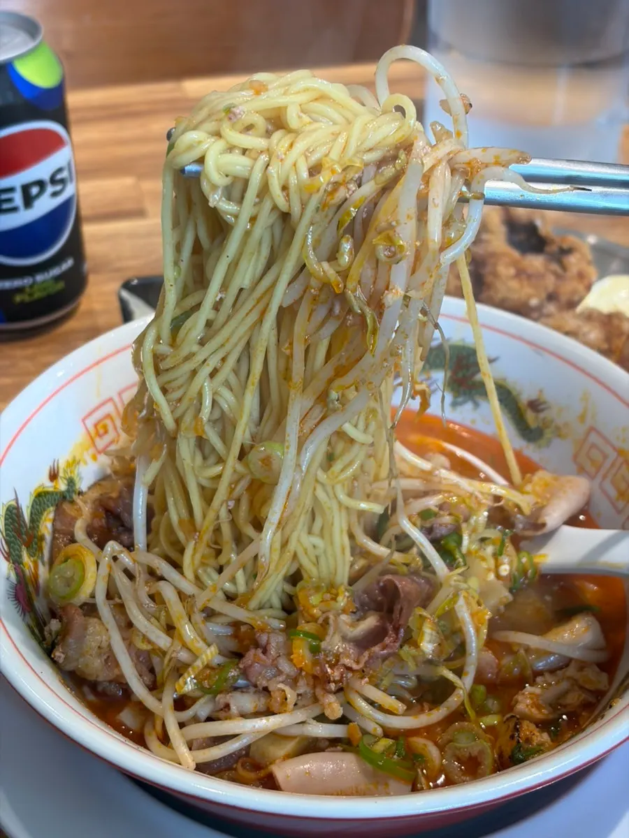 脂の詰まったモツのラーメン