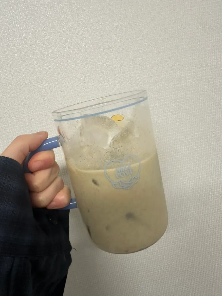 Texture of the black bean shake scooped with a spoon