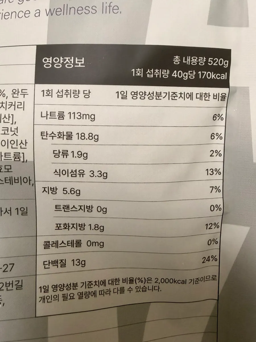 Back-of-package information for Cleanit Black Bean powder