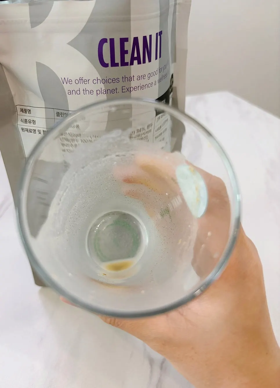 Cleanit Black Bean shake mixed with water