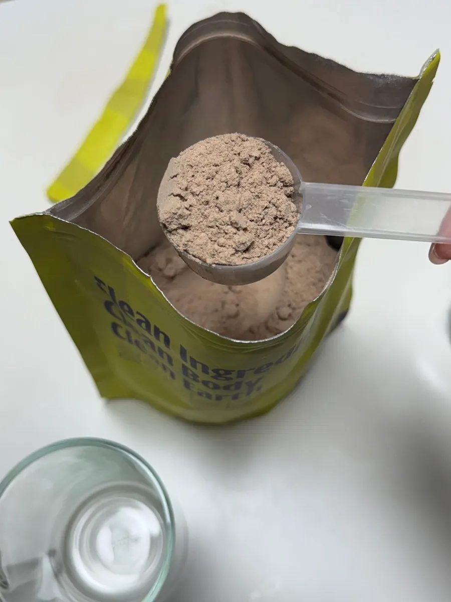 Cleanit Cacao protein shake mixed with water