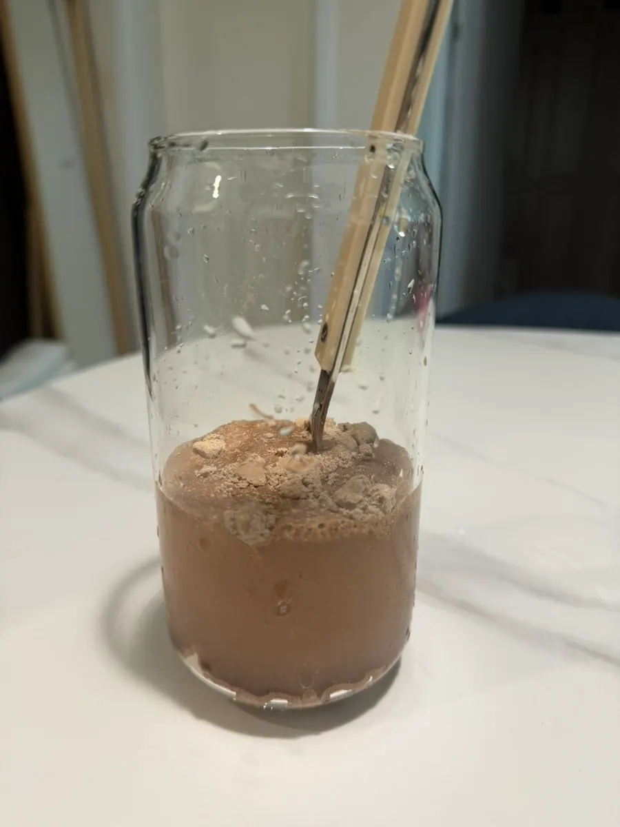 Cacao protein shake prepared easily at home