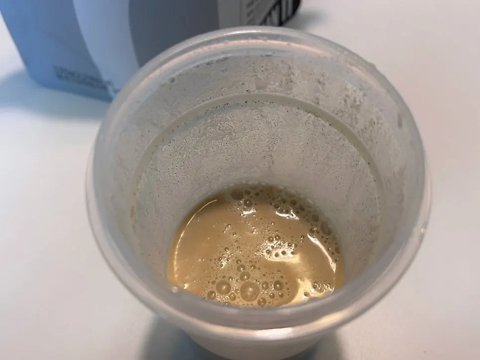 Black Bean shake turned a cookies-and-cream color after shaking with water