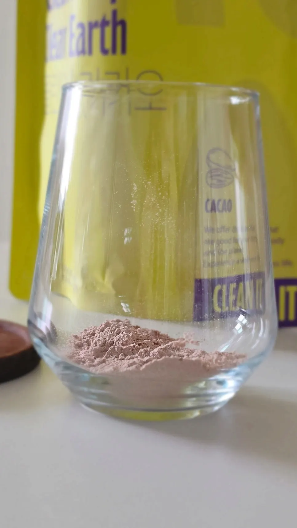 Protein powder measured out with a large spoon