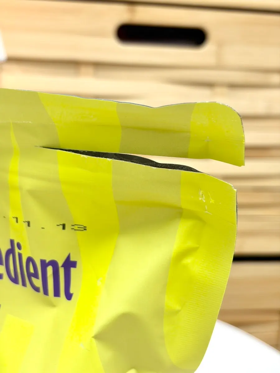 Protein pack closed with its zip seal for storage
