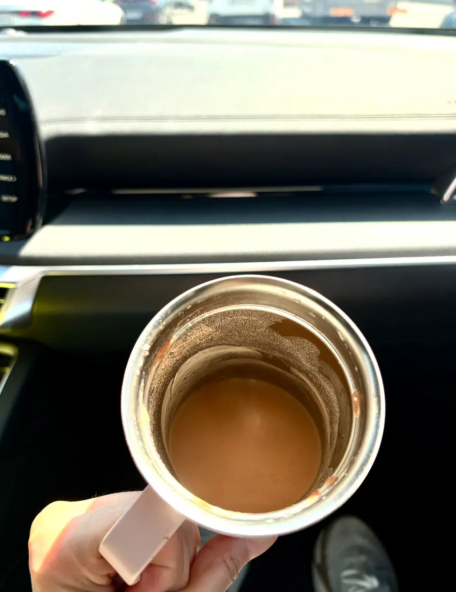Protein shake shaken in a tumbler and brought on a trip