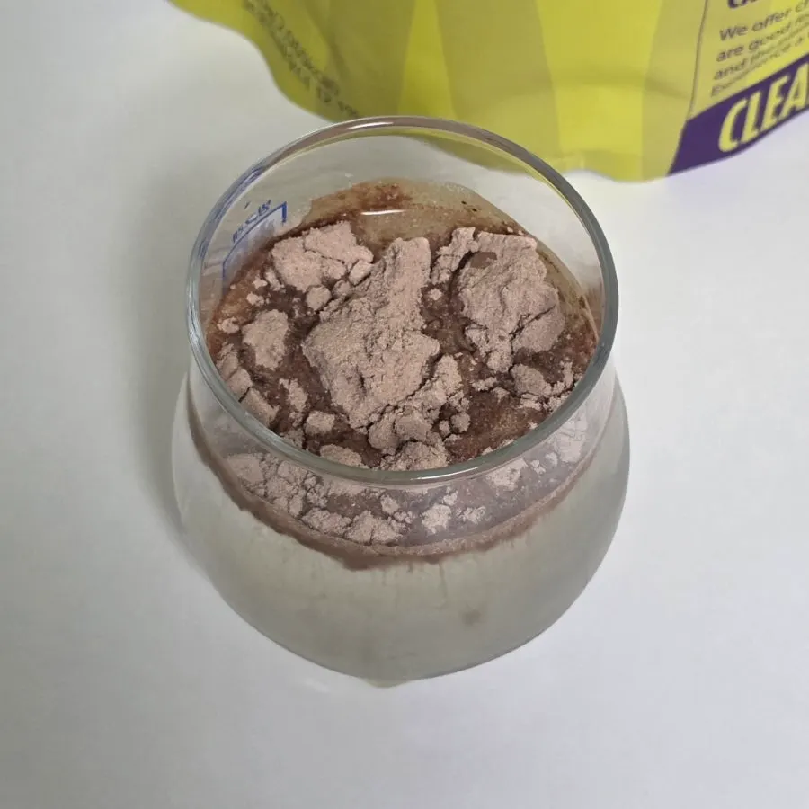 Cleanit vegan protein shake dissolved in cold water