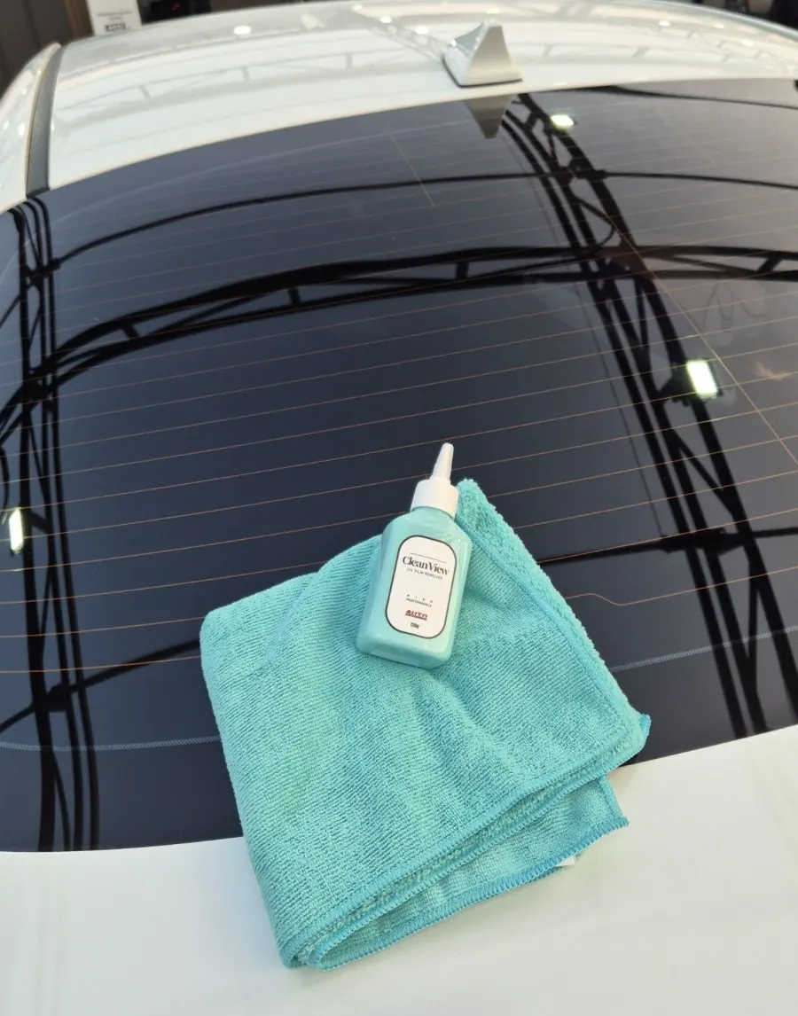 CleanView oil film removal work prepared at the car wash