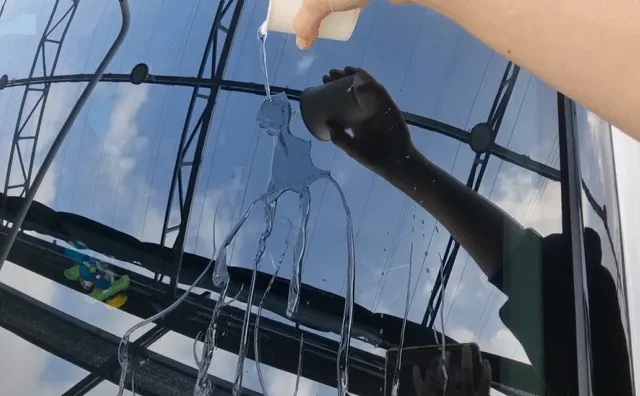 DIY oil-film removal applied across the entire windshield