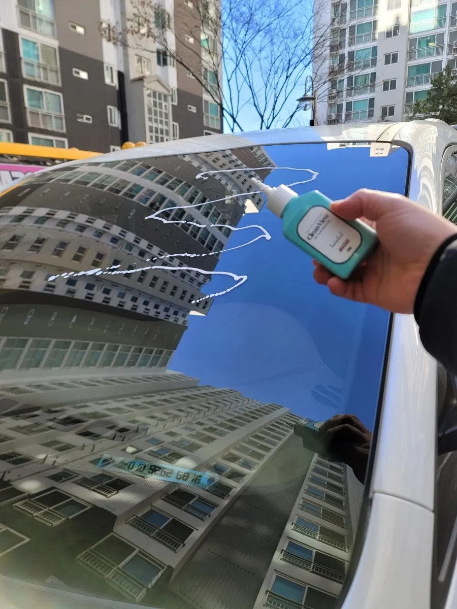 The New Carnival front windshield being treated with Clean View