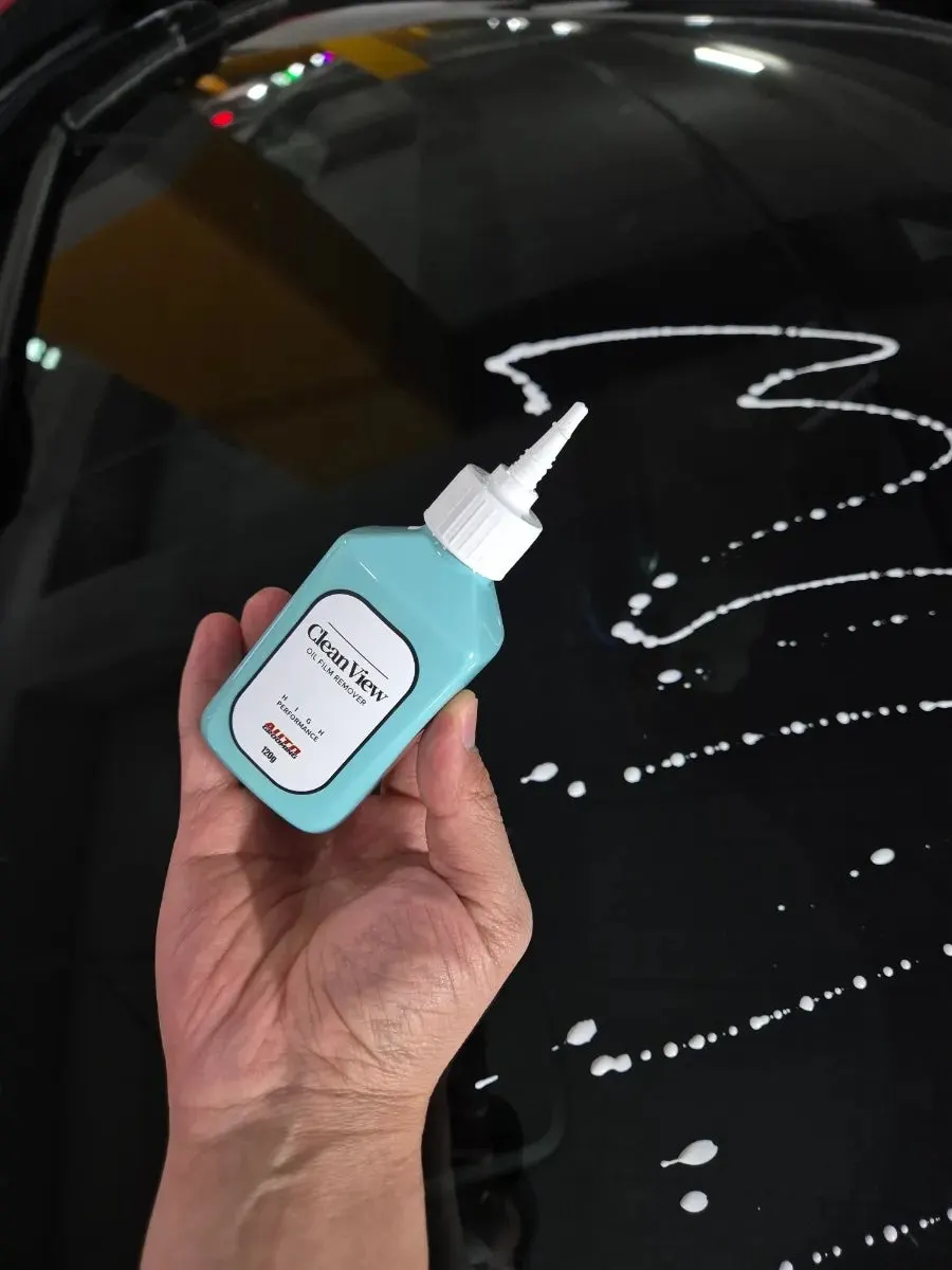 Clean View oil-film remover used to clean shower glass