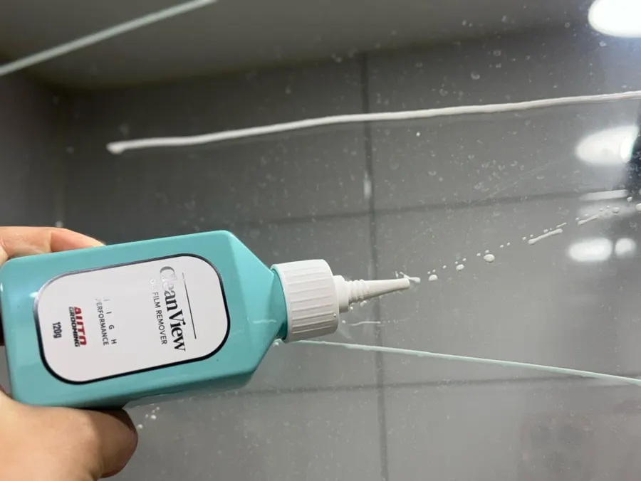 Condition of shower-booth glass before treatment