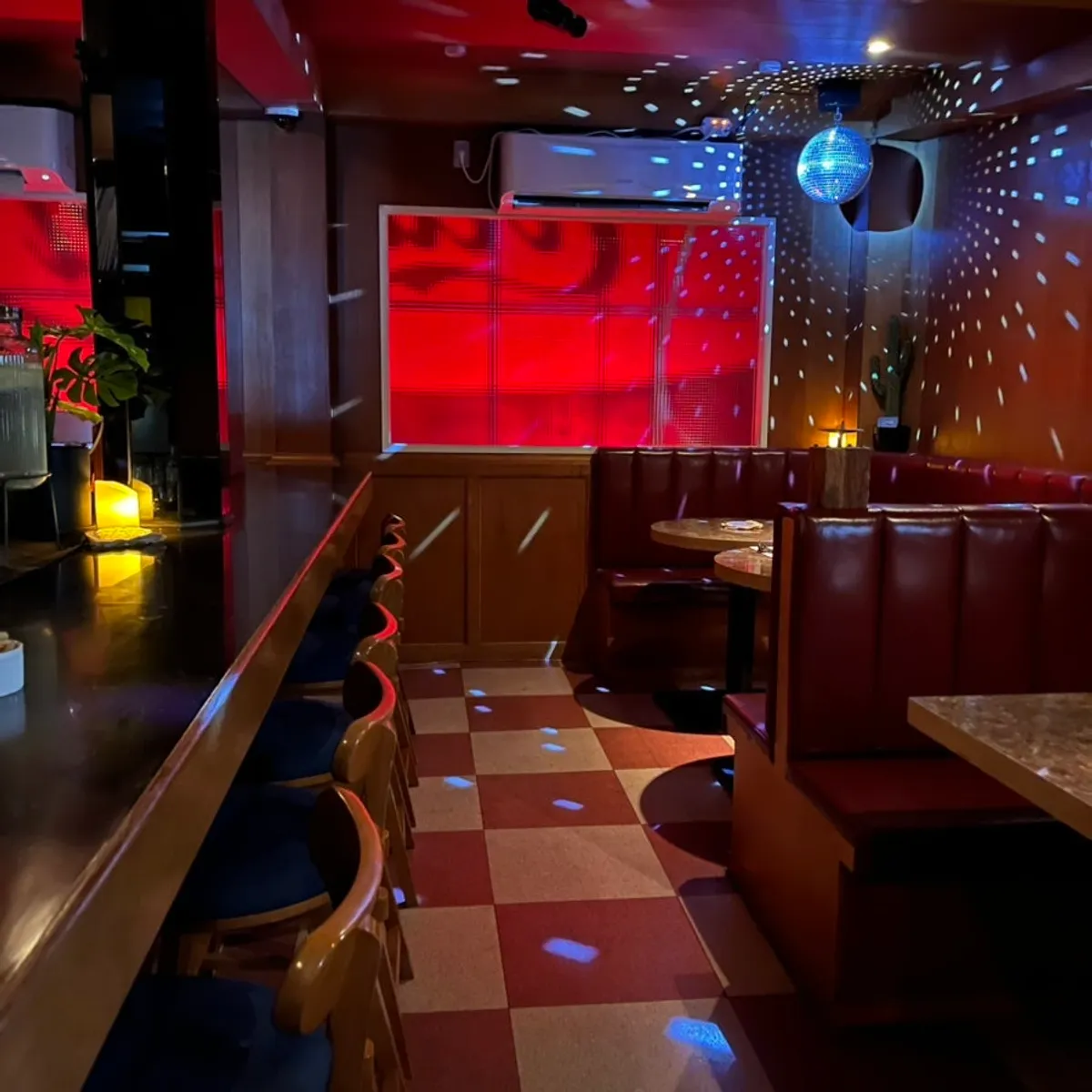 Interior of CMS Soundbar lit in red