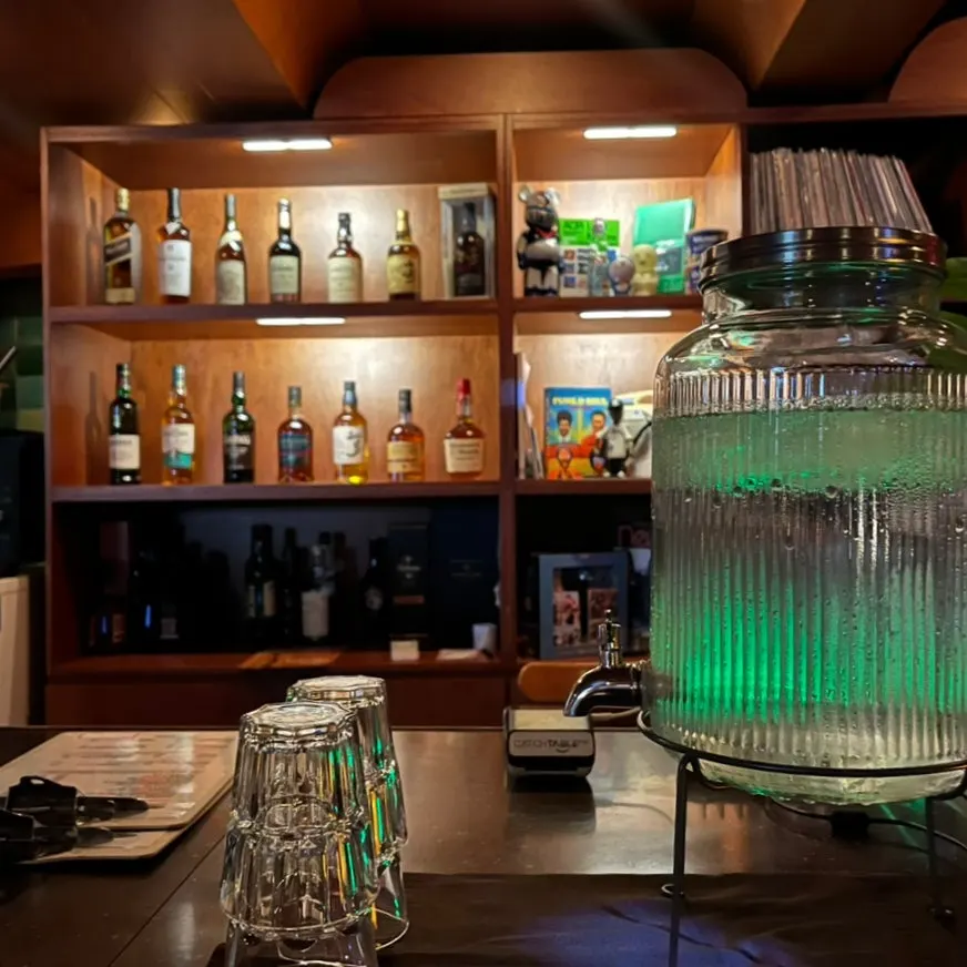 Whiskey bottles displayed at CMS Soundbar