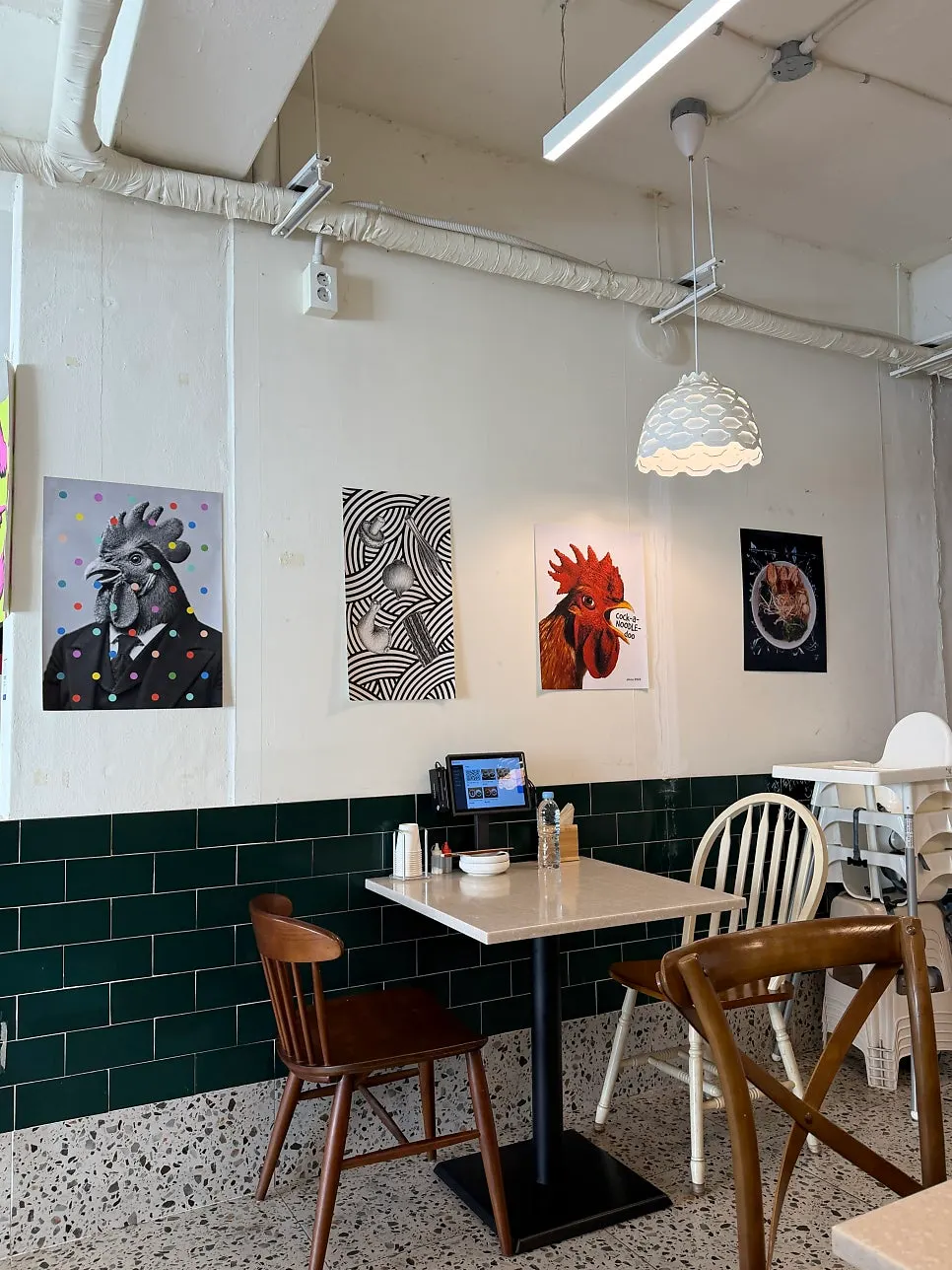 Wide view of seating inside Cocker Noodle Two