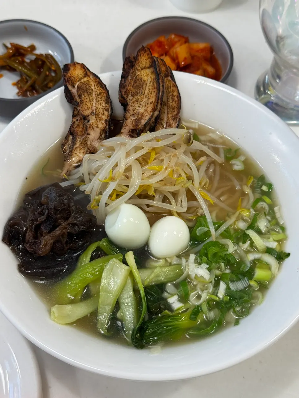 A bowl of chicken drumstick ramen