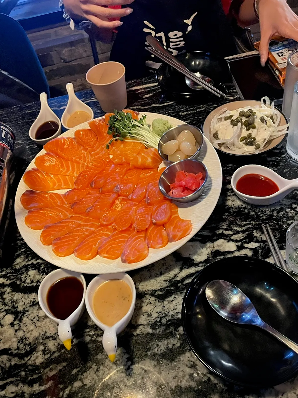 Plate of medium-size konbujime-cured sashimi