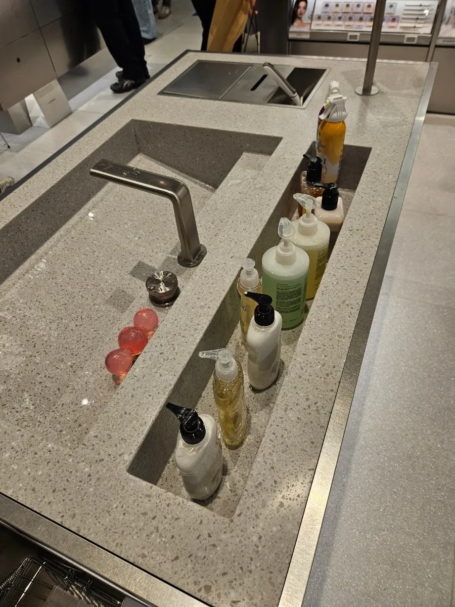 Sink area at KHODE where shoppers can test product textures