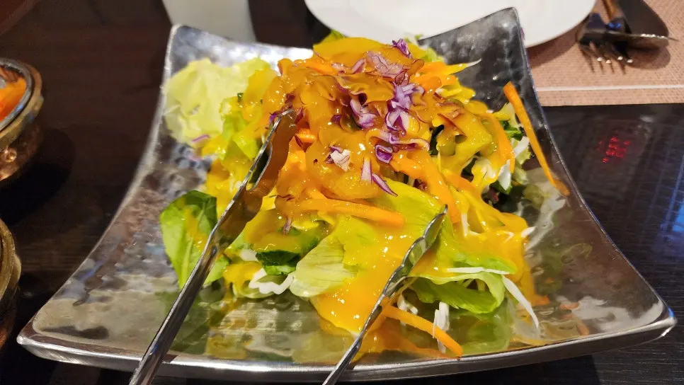 Basic salad served first with the set
