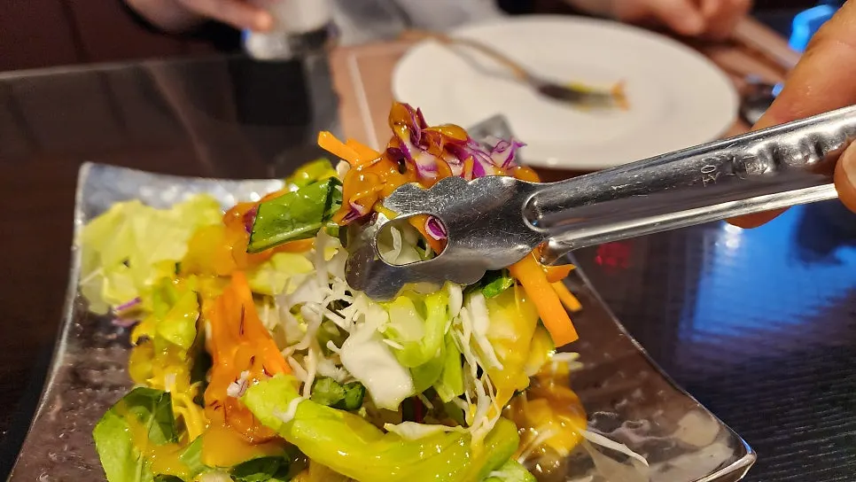 Close-up of the citrus sauce salad