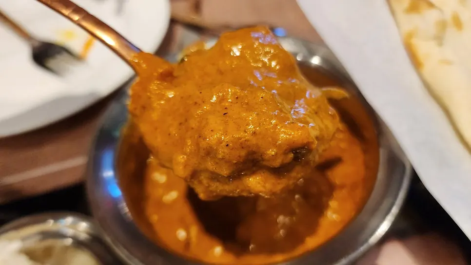 Close-up of the chicken tikka masala curry