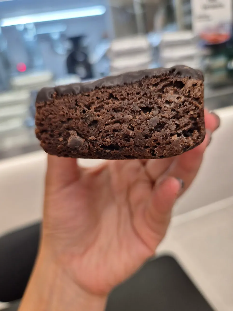 Fudgy-textured chocolate brownie