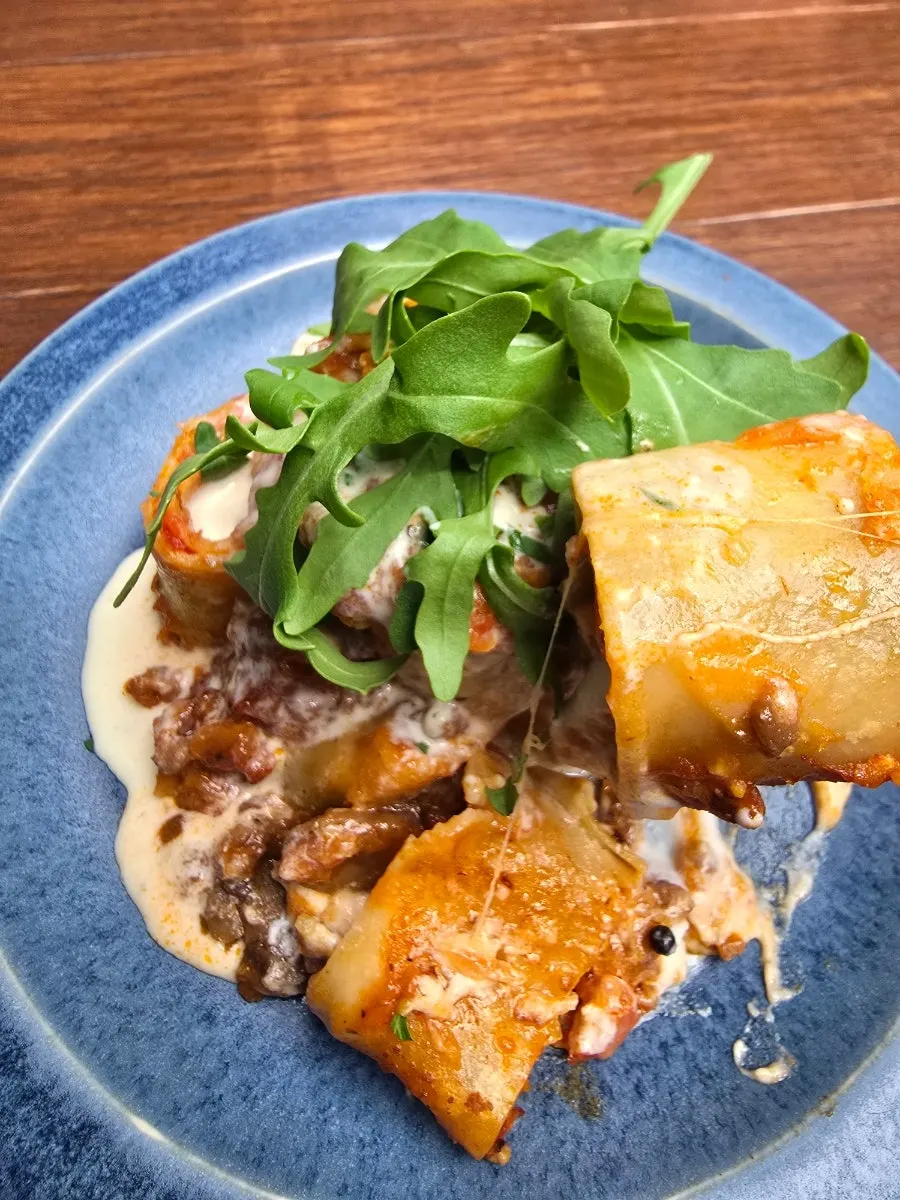 A plate of fresh lasagna at Concasse Anguk