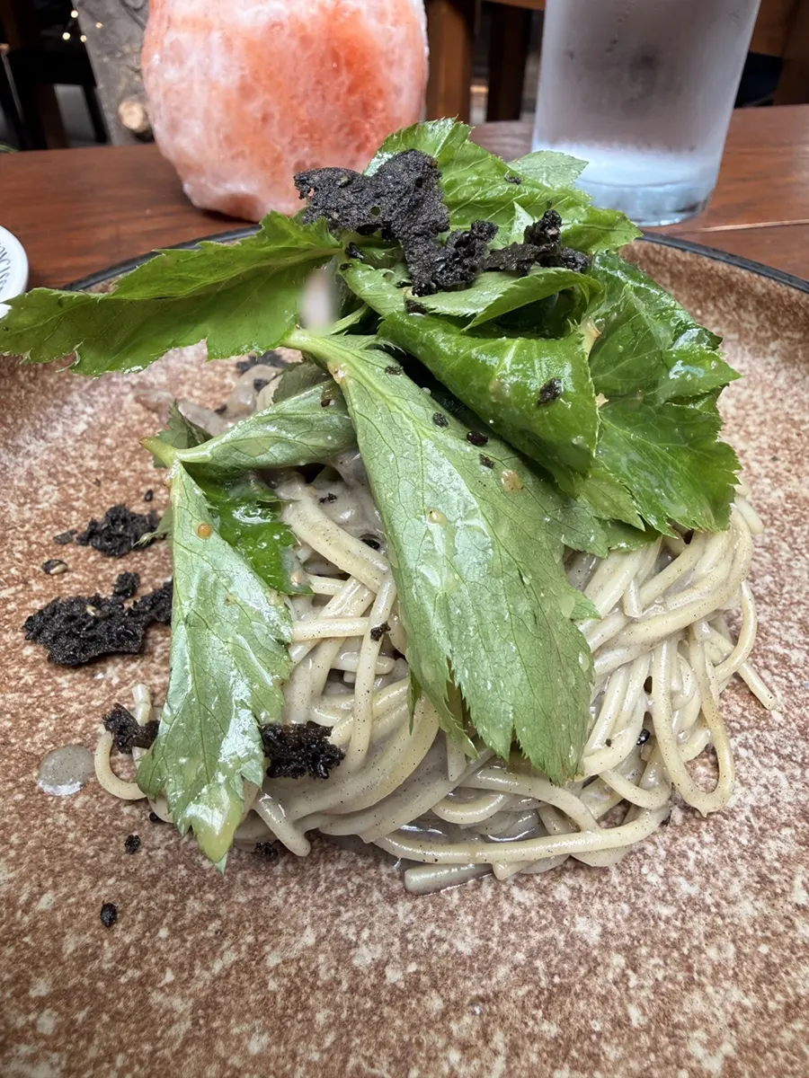 A plate of soy crab pasta at Concasse Anguk