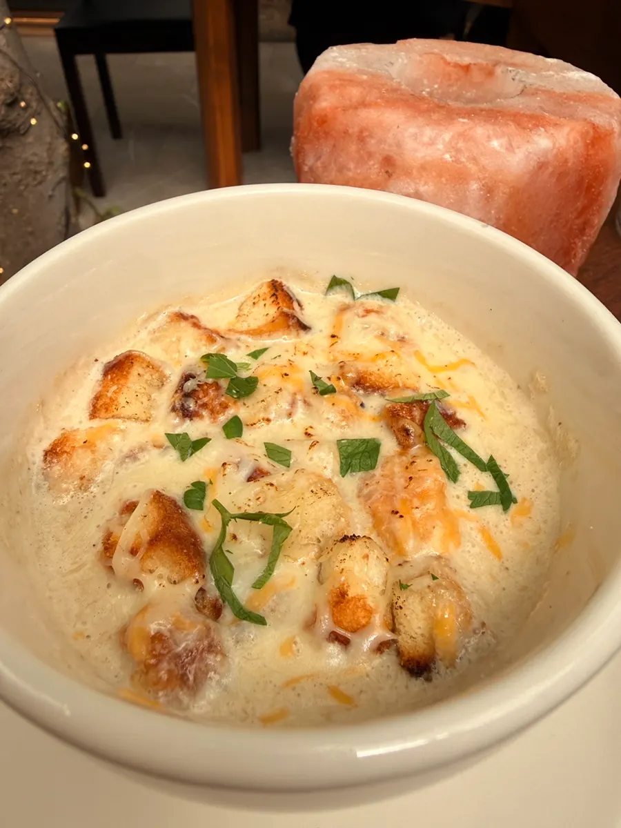 Spoonful of rich mushroom soup