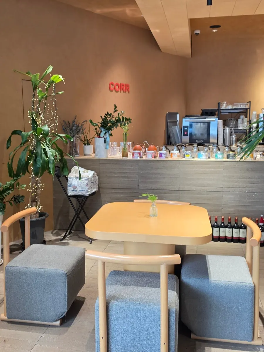 Interior of CORR with plants placed around