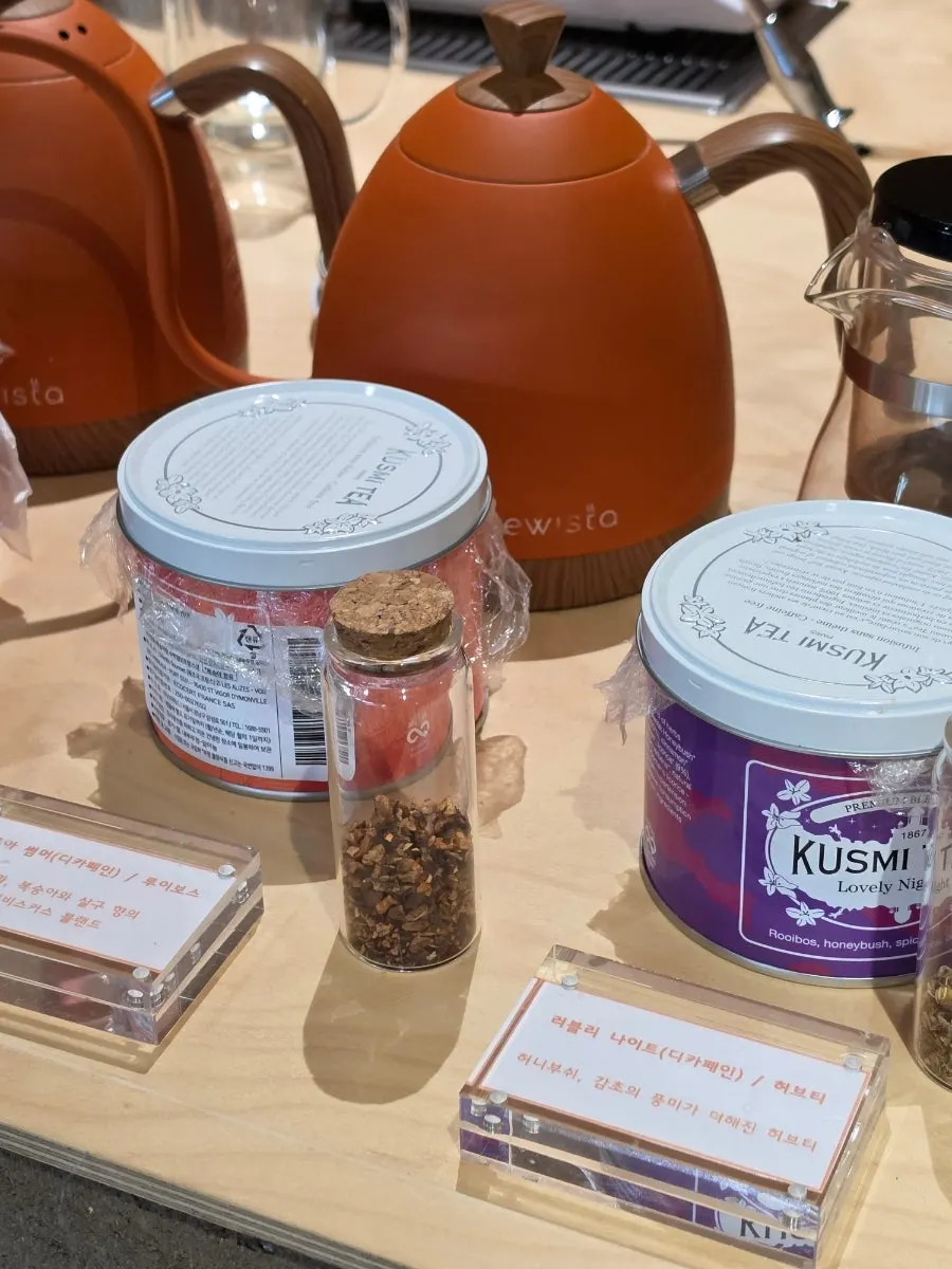 CORR's tea guide noting caffeine content