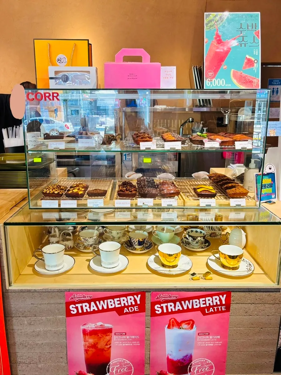 Interior of CORR, a financier specialty dessert café